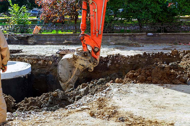 New sewer construction prior to building a house in Victoria B.C.